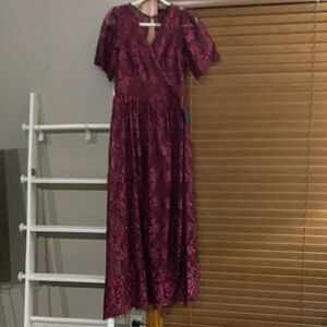 Soieblu Burgundy Lace Maxi Dress
